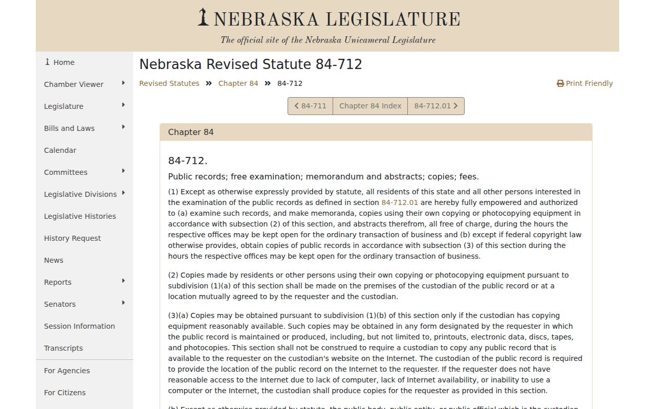 Hall County booking-record request law under Nebraska public records statute